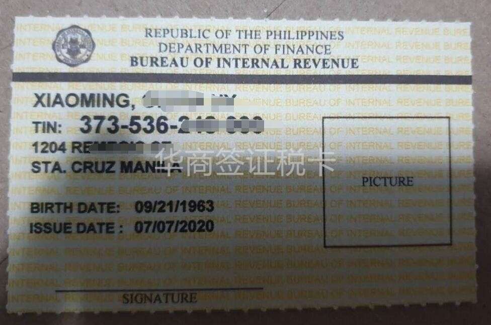 菲律宾税卡图片样式讲解