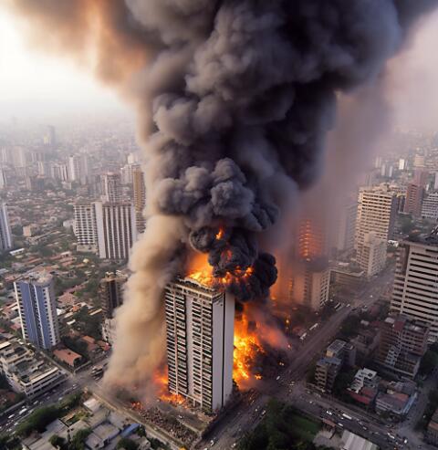 菲律宾马尼拉市中心一栋高层建筑突发火灾 2000名员工在内