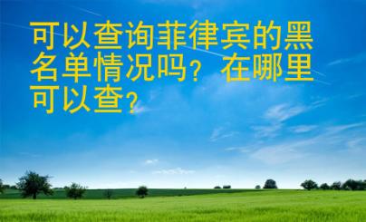 可以查询<strong>菲律宾</strong>的黑名单情况吗