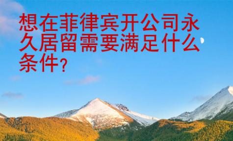 想在<strong>菲律宾</strong>开公司并且长期居留需要满足什么条件