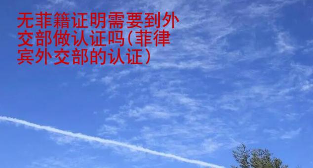无菲籍证明<strong>需要</strong>到外交部做认证吗(菲律宾外交部的认证)