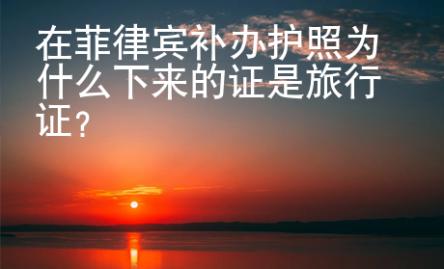 在菲律宾<strong>补办</strong>护照为什么下来的证是旅行证