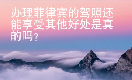 办理菲律宾的驾照还能享受其他好处是真的吗？