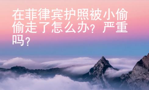 在菲律宾护照被小偷偷走了怎么办？严重吗？